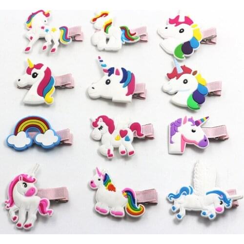 Cute unicorn Cartoon Hairpins Girls Kids Hair Clips Bows Accessories For Children Barrette Hairclip Headdress Headwear