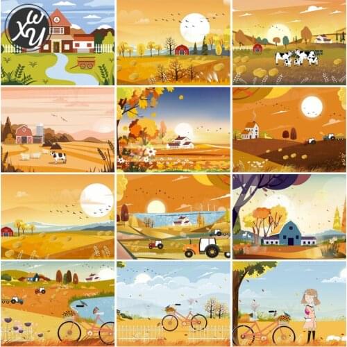 Full Drill Painting Kits Golden Scenic Round Square Rhinestones Stitch Embroidery Diamond Art Mosaic Accessories for Home Decor