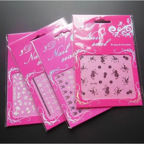 4 pcs mixed design nail decal 3d nail sticker nail art decoration nail tool