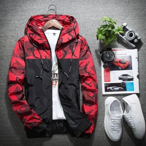 2020 New Fashion Men Camouflage Jacket Casual Splice Hoody Outwear Jacket Korean Slim Fit Jackets For Men Streetwear Thin Coat