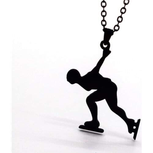 Elfin New Trendy Ice Skating Necklace Mens Speed Skating Pendant Necklace Speed Skating Jewellery Figure Jewellery