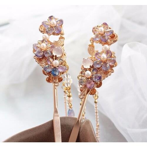 New Design Crystal Hair Pins Tassel Hair Stick Wedding Bridal Hair Accessories Ornaments For Girls Headpiece Antique Jewelry