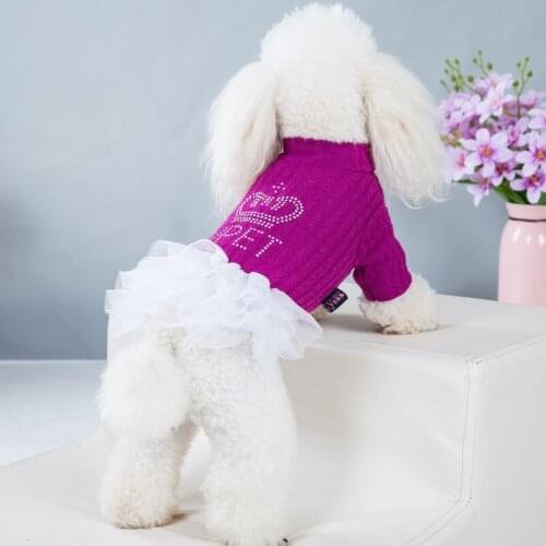 Pet Dog Dress Clothes Thin Dog Dress Crown Hot Rhinestone Printing Tutu Skirt Small Dog Princess Skirt Wedding Dress 2020