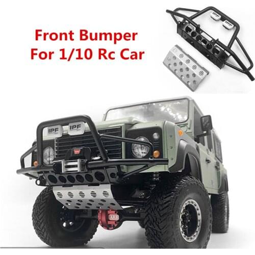 RC Car Metal TUBE Front BUMPER With LED Spotlights Assembly For 1/10 RC Crawler Car 4WD D90 D110 G2 Remote Control Toys Model
