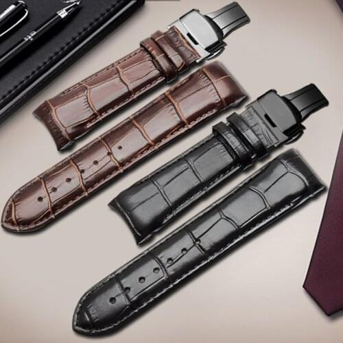 Replacement strap for Genuine leather strap 16 18 20 22 23 24mm black brown bracelet T035 series male and female watch chain
