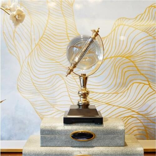 Luxury Crystal Globe Decoration Friend Gift Living Room Wine Cabinet Light Luxury Style Home Study Office Office Desk Decoration