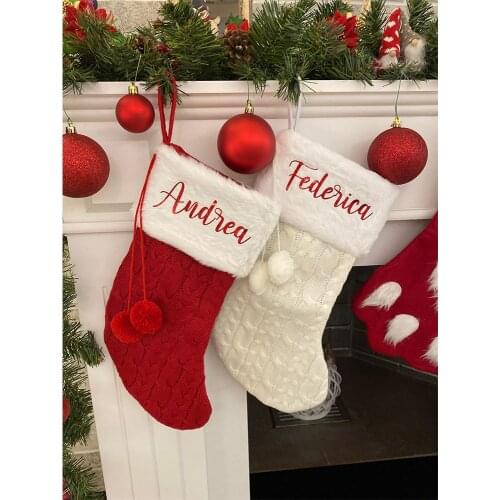 Christmas Stocking Personalized Knit Stocking Christmas Gifts Custom Name Kids New Year Gifts Christmas Stockings