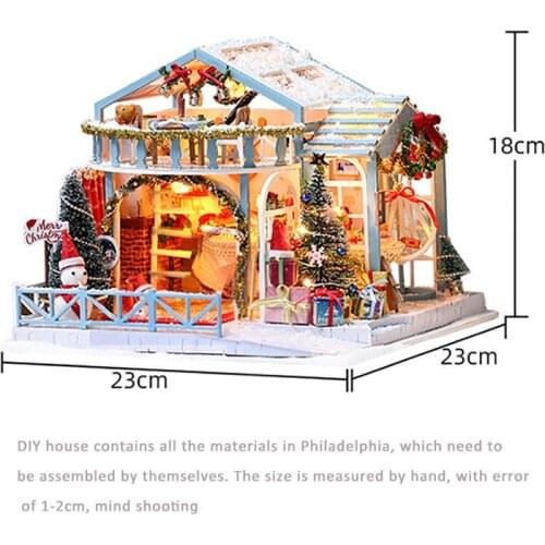 Christmas Miniature Dollhouse Kit Diy Doll House Furniture European Style Wood House For Adult Birthday Gifts Toys For Children