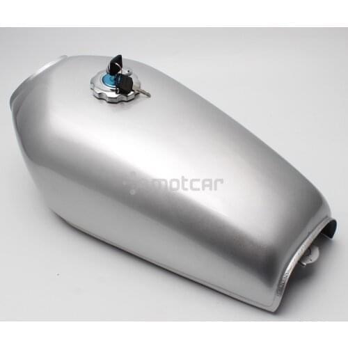 Silver Metal 9L 2.4 Gal Motorcycle Fuel Oil Gas Tank Cafe Racer Vintage with Tap Universal for Honda CG125 CG125S CG250