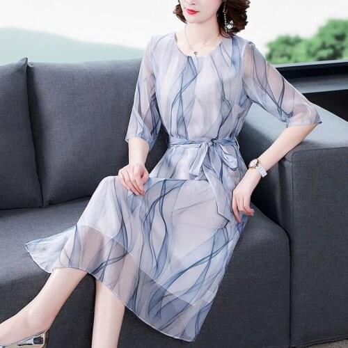 Top fashion silk dress 2020 summer office dress new high-end mid-length A-line skirt beach dress