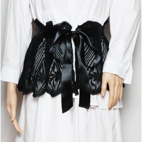 2021 Spring Summer Wide Lace Belt Waistband Super Wide Corset Strap Self-tie Bow Crochet Lace Waist Belt Shirt Dress Cinch Belt