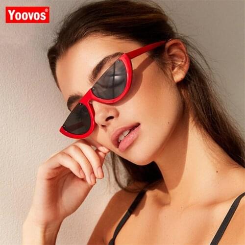 Yoovos 2021 Punk Semi-Rimless Sunglasses Women/Men Vintage Brand Designer Glasses Outdoor Candy Color UV400 Oculos De Sol Gafas