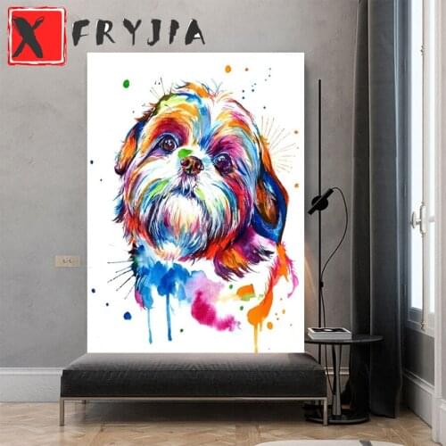Shih Tzu dog Watercolor DIY Diamond Painting Cross Stitch mosaic Diamond Embroidery rhinestones picture mosaic diamond stickers