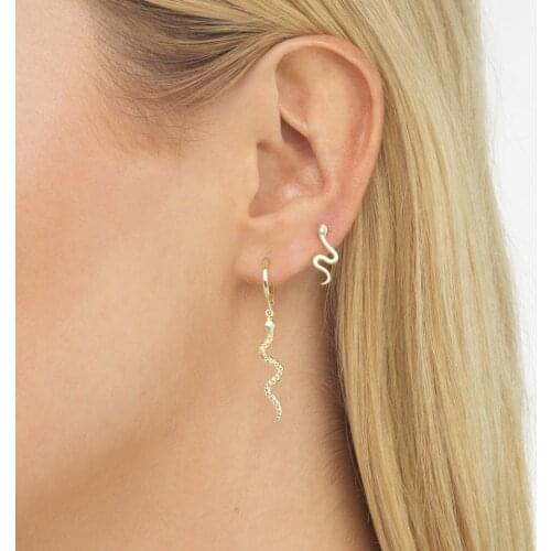 Women gold filled dangle earring snake shape earring delicate simple classic hot fashion cute animal earring charming jewelry
