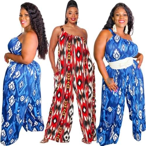 Fashion Elegance Jumpsuit for Women Tie Dye One Shoulder Pocket Floor Length Casual Loose Summer Clothing Wholesale Dropshipping