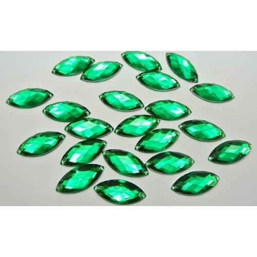 100pcs Green Flatback Acrylic Horse Eye Sewing Rhinestone Button Sew on beads 9X20mm diy Dress Accessories