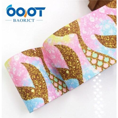 1055 - 3 inch 75mm Mermaid tail Printed grosgrain ribbon , 10 yards DIY handmadeHair accessories Material wedding gift wrap