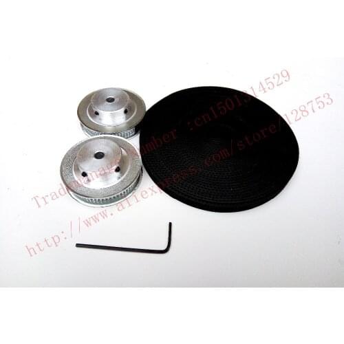 2 pieces 60 teeth GT2 Timing Pulley Bore 7mm + 5 Meters GT2 timing Belt Width 6mm 2GT 3D cnc machine high quality factory shop