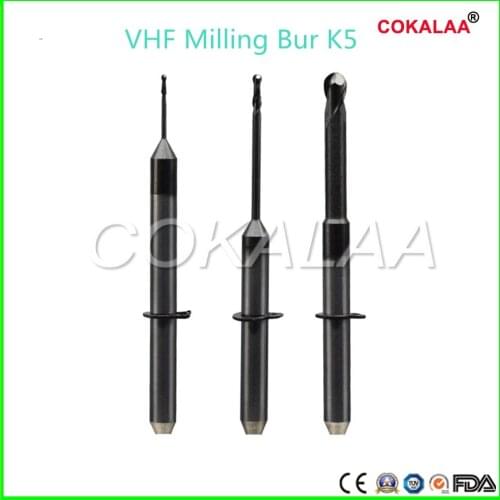 3 PCS/pack Dental Lab Zirconia VHF Milling Burs 0.6/1.0/2.0mm Length 40mm For VHF K5 Cad Cam Open System Zirconia Milling Machine