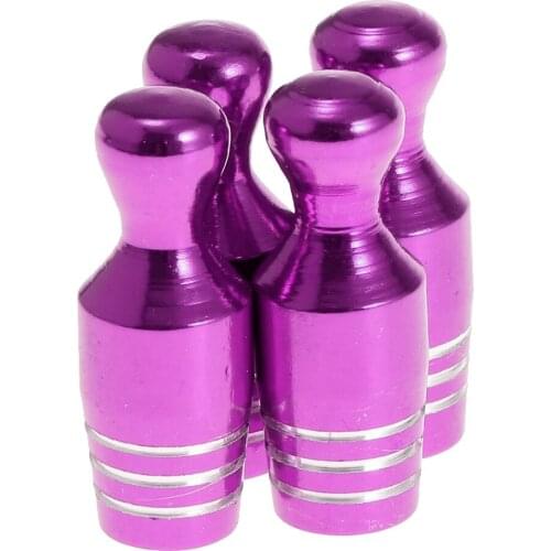 4x Bowling Type Style Universal Motor Car Wheel Tire Air Valve Stems Cap Dust Cover Caps Purple