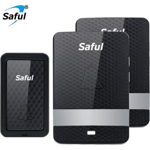 Saful Self-powered Waterproof Wireless Doorbell EU/US/AU/UK Plug no battery 28 Ringtones Long Distance with 1 Button+2 Receiver