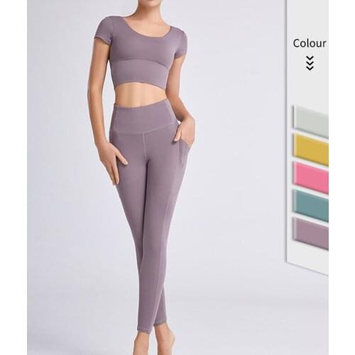 Seamless Yoga Set Women Fitness Gym Set 2 Piece Sets Outfits Workout Suits Cropped Top High Waist Yoga Leggings