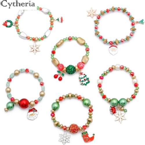 Christmas bracelets bead Stone Christmas tree cherry Santa Claus snowflake bracelet snowflake merry christmas gifts