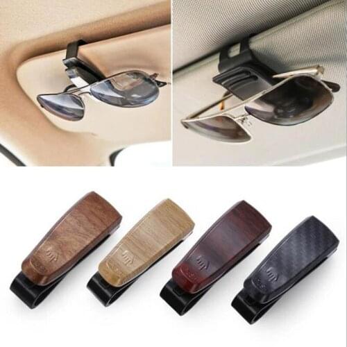 Eyeglasses Holder Wood Grain Glasses Case Car-styling Car Vehicle Sun Visor Sunglasses Clamp Auto Fastener Clip Glasses Holder