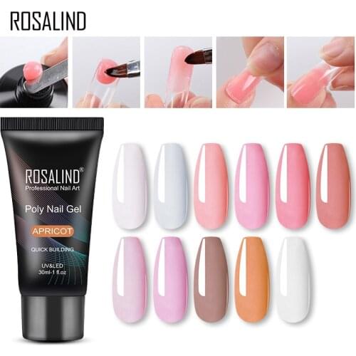 ROSALIND Gel Nail Polish 30ML Gel For Nail Art Extension Cured UV LED Builder Poly Nail Art Top Coat Manicures Gel Varnish