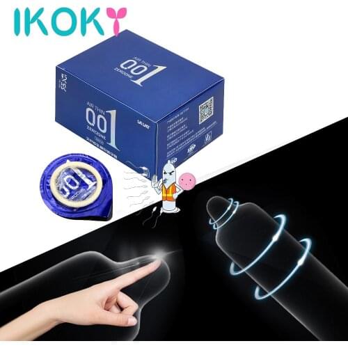 IKOKY 10 Pieces/Box Condom 0.01 Ultra Thin Natural Latex Ice Heat Touch Sex Toys for Men Adult Products Hyaluronic Acids Condoms