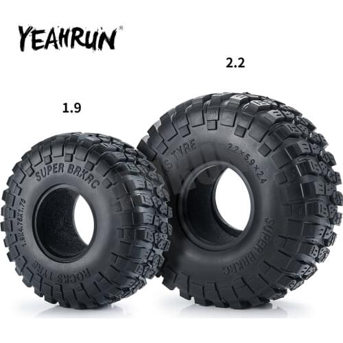 YEAHRUN 1/2/4Pcs 120mm OD 1.9 inch Wear-resisting Wheel Rim Rubber Tires for Axial SCX10 II 90046 D90 1/10 RC Crawler Car Parts