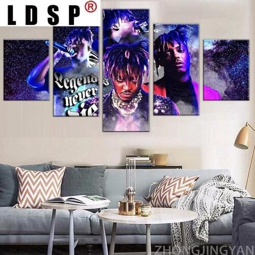 LDSP Home Decor Paintings Pictures Legends Never Die Rap Singer Juice Canvas Painting Art Hip-hop Posters 5 Piece Wall Art Print