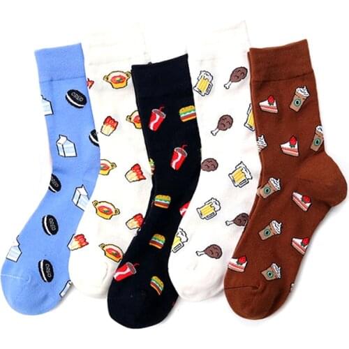 Summer Cartoon Fried Chicken Beer Tube Cool Funny Socks Women Men Cotton Sweat-absorbent Casual Straight Happy Socks Female
