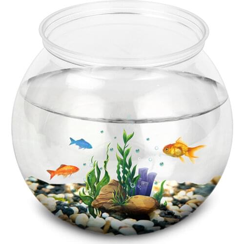 Mini creative fish tank Ultra-white Transparent plastic round Household anti-fall goldfish bowl fish aquarium accessories