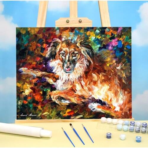 Oil Painting Style Dog Paint By Numbers Complete Kit Oil Paints 50*70 Painting On Canvas New Design Crafts Wholesale