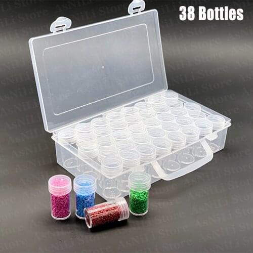 28/32/38/56/60/64/80 Bottles Multipurpose Transparent Container Case Diamond Painting Accessories Beads Storage Box Organizer