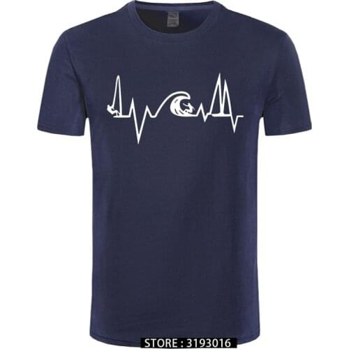 Sea heartbeat surf life T shirts men Sailing electric pulse funny T-shirt youth Casual brand tshirt Plus size