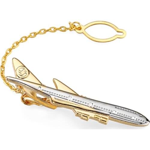 DY new fashion mens business suits, suit tie clips, classic style golden space shuttle belt tie clips