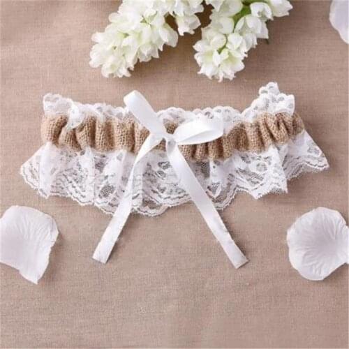Natural Burlap Lace Wedding Garter With Bowknot /2018 New Arrival/Bridal Garter Casamento Wedding Decoration