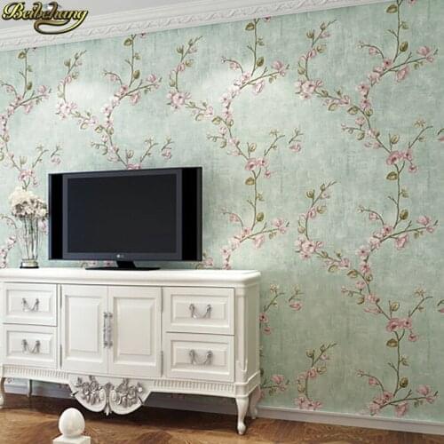 Beibehang American country garden wallpaper small floral European retro vintage style bedroom living room ab version wall paper