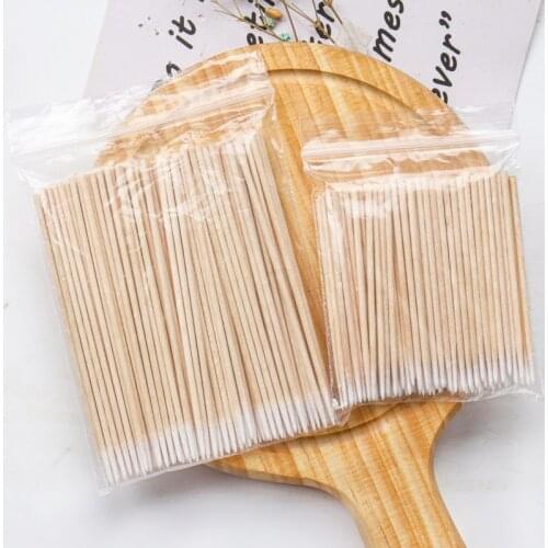 100 pcs Disposable Ultra-small Cotton Swab Lint Free Micro Brushes Glue Removing tool Wood Cotton brush women Make Up Tools