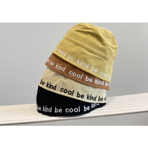 Autumn Spring INS Cream Color Alphabet Bucket Hat Boys And Girls Temperament Monk Hat Basin Caps