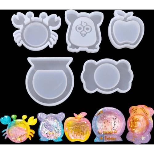 Cute Owl Crab Candy Apple Quicksand Silicone Mold Jewelry Fudge Pendant Accessory DIY Charm Epoxy Resin Shaker Mould Craft