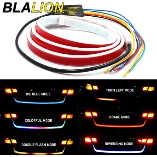 LED Car Rear Trunk Light Daytime Running Lights 1.2m Turn Signal Lamp 12V Flow Light Auto Brake Light Dynamic Car Warning Strobe