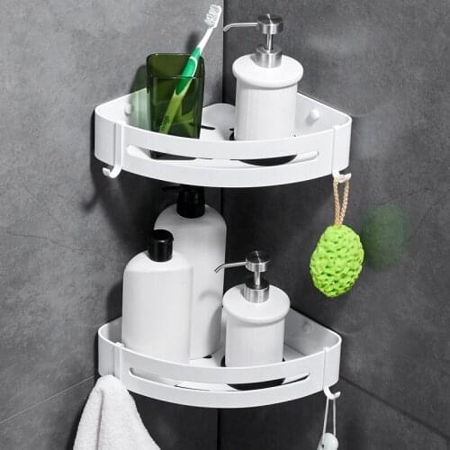Bathroom Corner Shelf Space Aluminum White bathroom Shelf shower basket corner Shelves Kitchen storage Bath Shampoo Holder