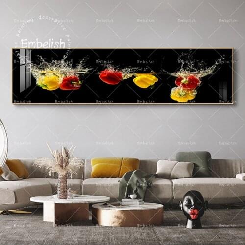 Embelish Group Of Bell Pepper In Splash Modern Home Decor Posters For Living Room Wall Pictures HD Canvas Resturant Paintings