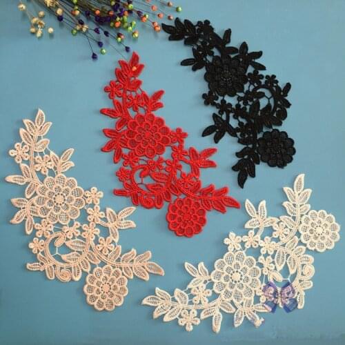 Water-Soluble Embriodered Lace Patches DIY Wedding Dress Handwork Sewing-On Material 14.5x26cm V2796