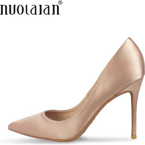2018 NEW ARRIVE Women Pumps Pointed Toe Thin High Heels Women Shoes Party Wedding Shoes Woman Sexy Ladies Shoes 10cm