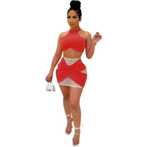 Summer New European and American Plus Size Floral Printed Fashion Casual Dress Red Two Piece Skirt Set Women Clothing 2021