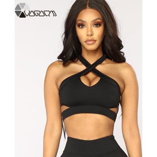 Women Sports Bra 2021 Yoga Padded Underwear Gym Fitness Push Up Bras Crop Tank Top Seamless Bralette Hollow Out Cross Sportswear